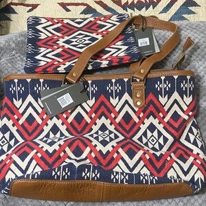 Myra Bag Red and Blue Geometric Shoulder Bag